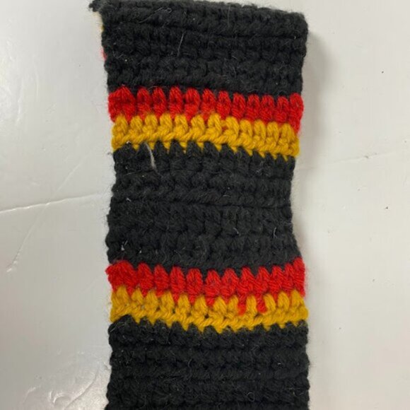 Handmade Crochet Black Red Yellow Stripes Women's Headband One Size - Picture 3 of 6